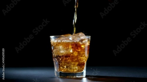 Wallpaper Mural Pouring Refreshment: The essence of a refreshing drink is perfectly captured as a cascade of amber liquid gracefully plunges into a glass laden with icy cubes, promising a moment of pure refreshment. Torontodigital.ca