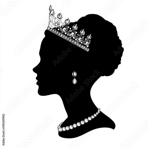 queen silhouette , black an...