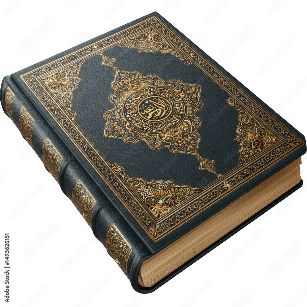 Fototapeta premium Ornate quran book with gold leaf detailing