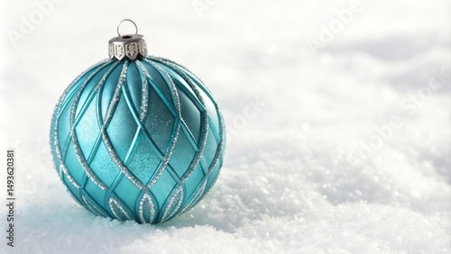 Teal Bauble in Snow, Holida...