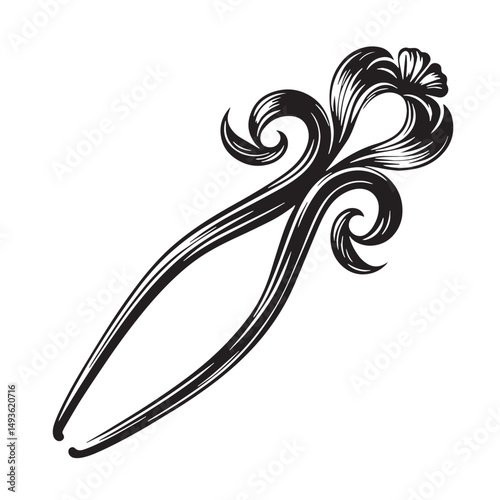 Black Color Hairpin Silhouette Vector Illustration, Solid White Background. minimal vector design