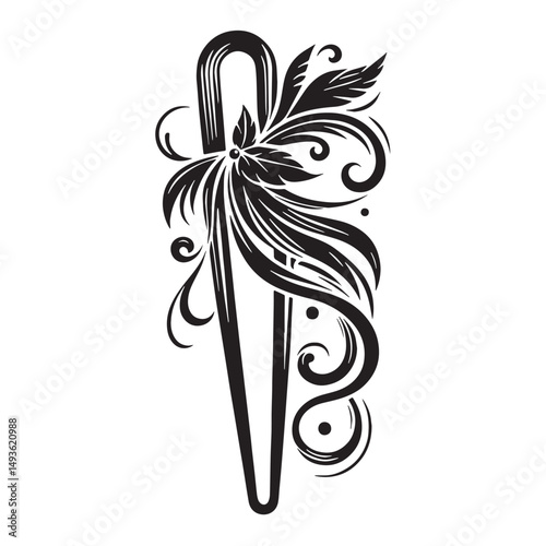 Black Color Hairpin Silhouette Vector Illustration, Solid White Background. minimal vector design