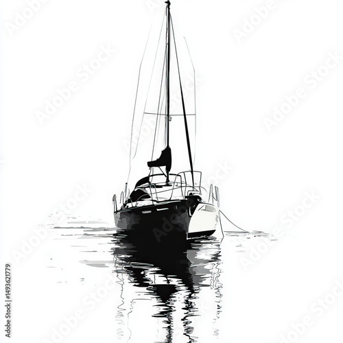 yacht silhouette , black an...
