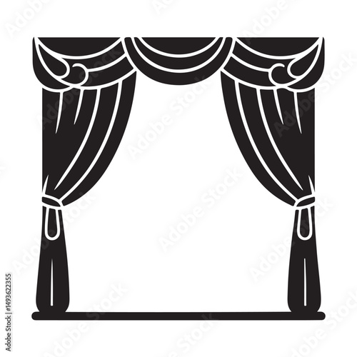 Elegant Silhouette Curtains Vector Illustration Classic Theater Design Element