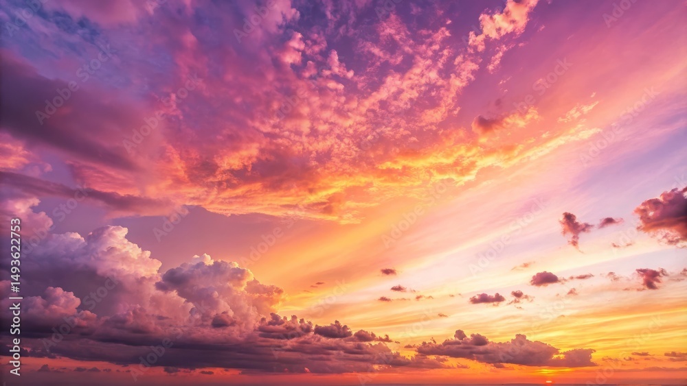 Fototapeta premium Vibrant Sunset Clouds Pink, Orange, Purple Sky, nature , landscape