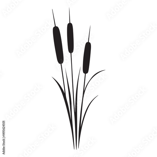 Cattail Silhouette Vector Illustration Wetland Plant Nature Graphic Design