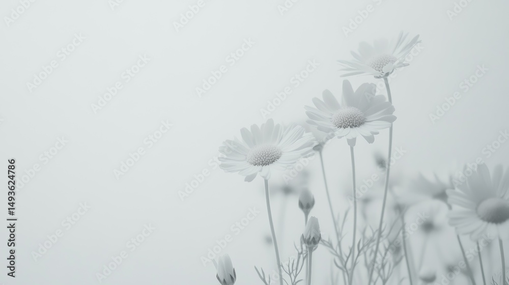 Naklejka premium White daisies or chamomile flowers, alone on a white background. Everything is in focus. A group or set. 