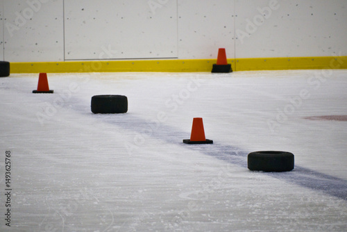 Canvas Print Ice hockey training on ice