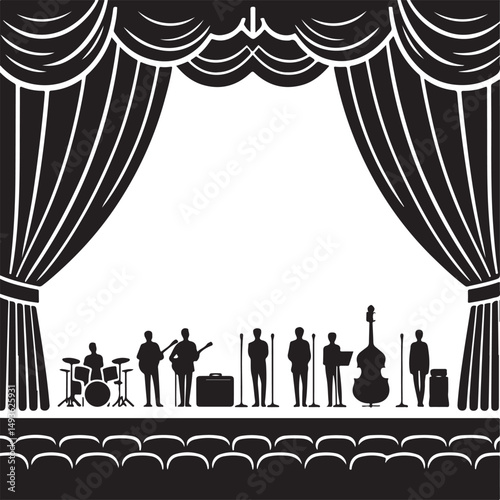 Concert Stage Silhouette Vector Image Live Music Performance Illustration