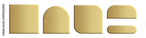 Glossy golden 3D shape with smooth modern edges