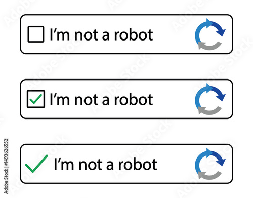 captcha icon. i am not a robot icon vector. confirmation captcha icon buttons. web site protection and internet safety. i am not a robot checkbox. captcha verification icon with reload sign vector.