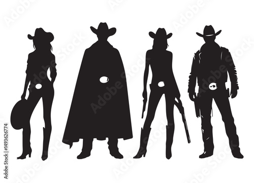 Cowboy Silhouette Illustration Western Style Characters With Attitude Vector