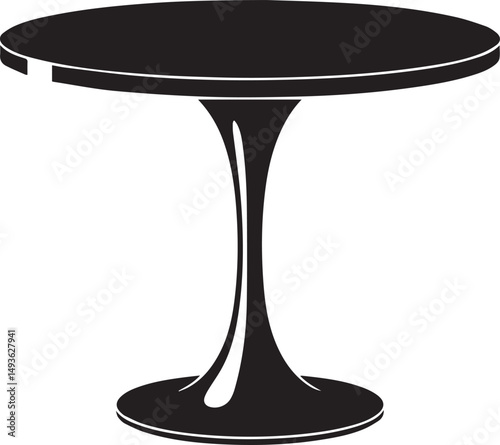 Pedestal Table Silhouette Vector | Elegant Black Vector Art Illustration for Furniture