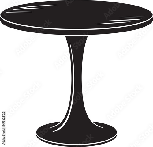 Pedestal Table Silhouette Vector | Elegant Black Vector Art Illustration for Furniture