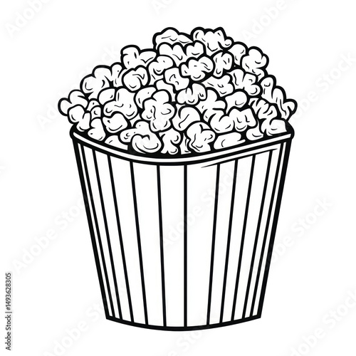 Bold Line Art Of Popcorn Box Clipart  isolated on a transparent background
