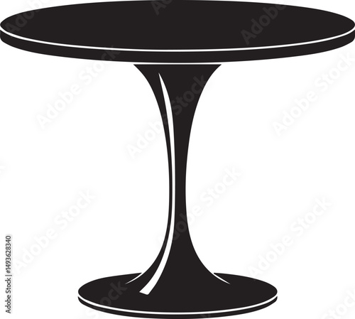 Pedestal Table Silhouette Vector | Elegant Black Vector Art Illustration for Furniture