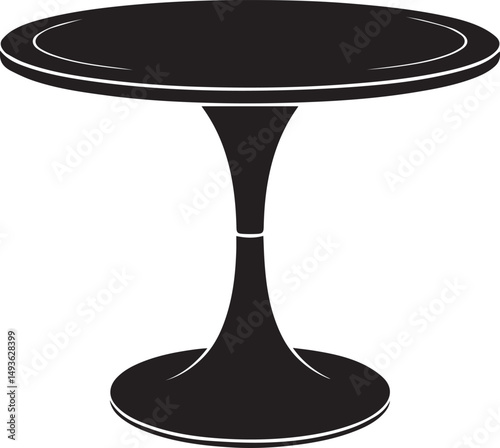 Pedestal Table Silhouette Vector | Elegant Black Vector Art Illustration for Furniture
