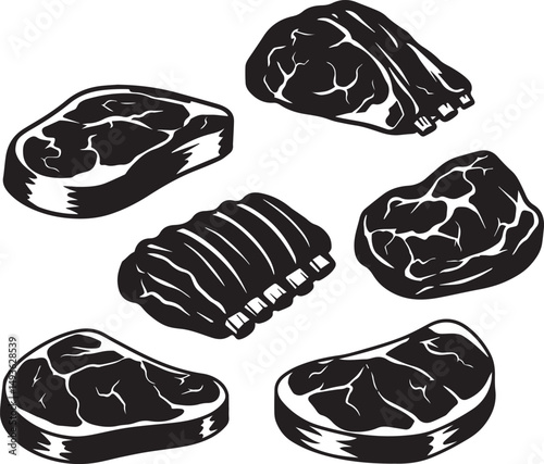 Assorted cuts of meat steak ribs barbecue grill
