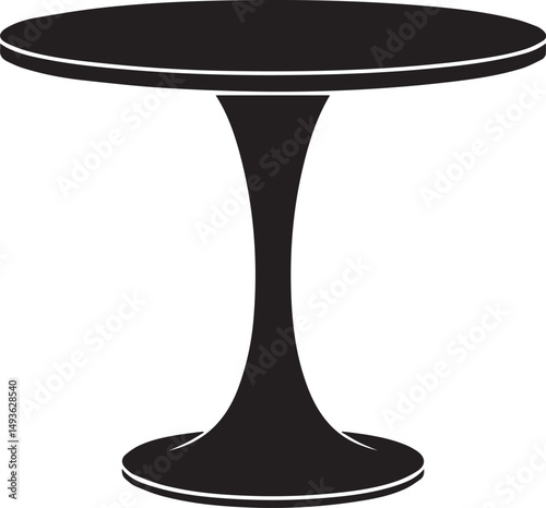 Pedestal Table Silhouette Vector | Elegant Black Vector Art Illustration for Furniture
