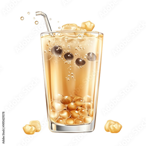 Bubble Tea Tapioca Pearls No Shading  isolated on a transparent background
