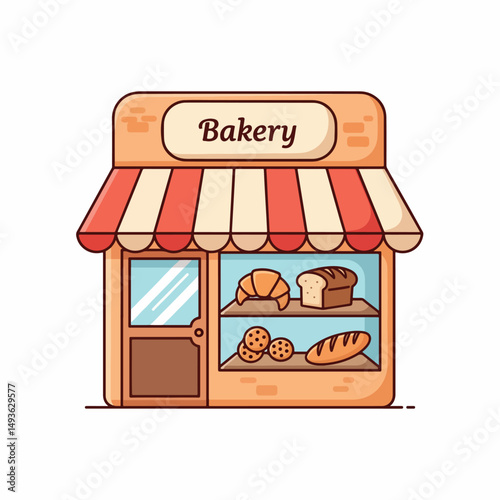 Charming Simple Bakery Storefront Cartoon Icon