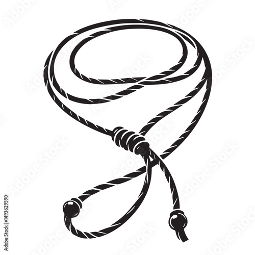 Black Color Lariat Necklace Silhouette Vector Illustration, Solid White Background. minimal vector design