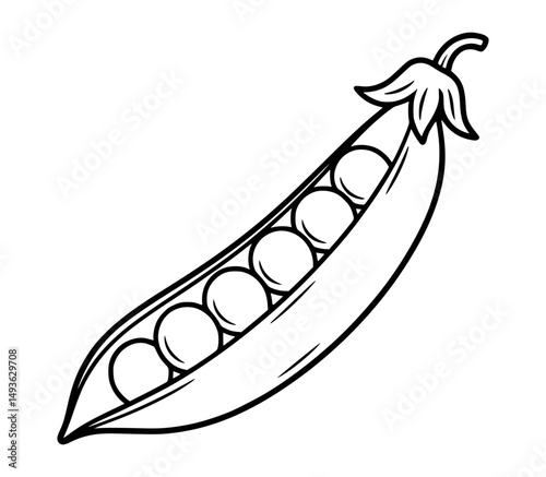 Simple black and white pea pod illustration