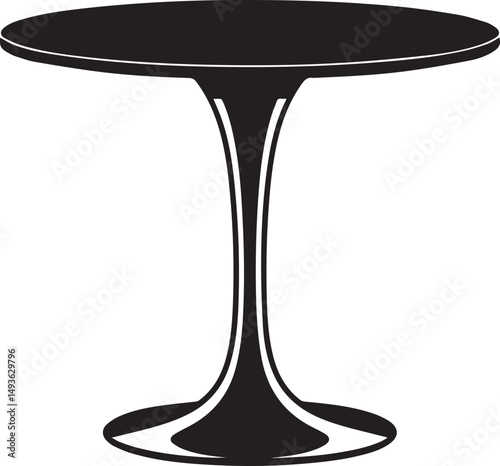 Pedestal Table Silhouette Vector | Elegant Black Vector Art Illustration for Furniture
