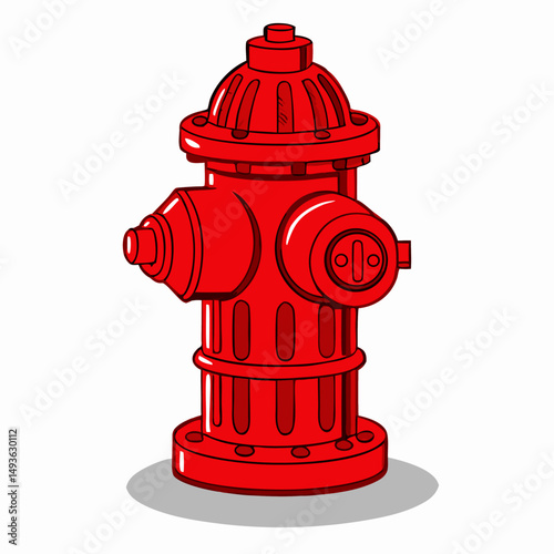 Red Fire Hydrant Illustration - Cartoon Style
