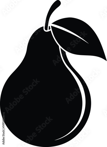Pear fruit silhouette,  Pear icon vector