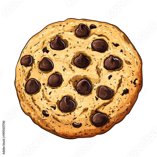 Chocolate Chip Cookie Clipart On Circular  isolated on a transparent background