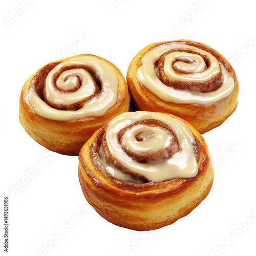 Cinnamon Rolls With Cream Cheese Frosting  isolated on a transparent background