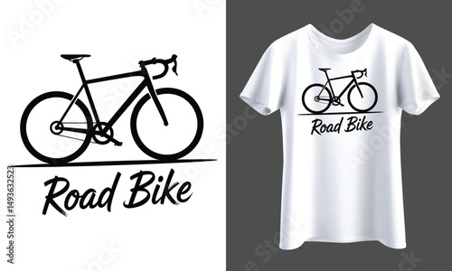 Road Bike Silhouette Vector Design with Text Isolated on Transparent Background
