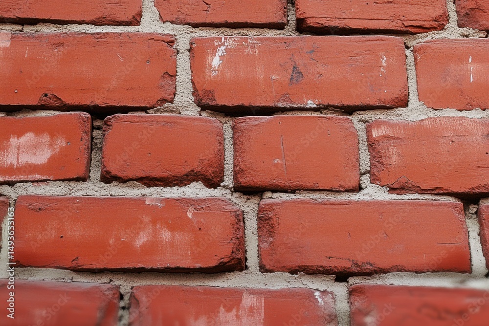 Fototapeta premium Red brick wall with texture showing weathering and age in an urban setting
