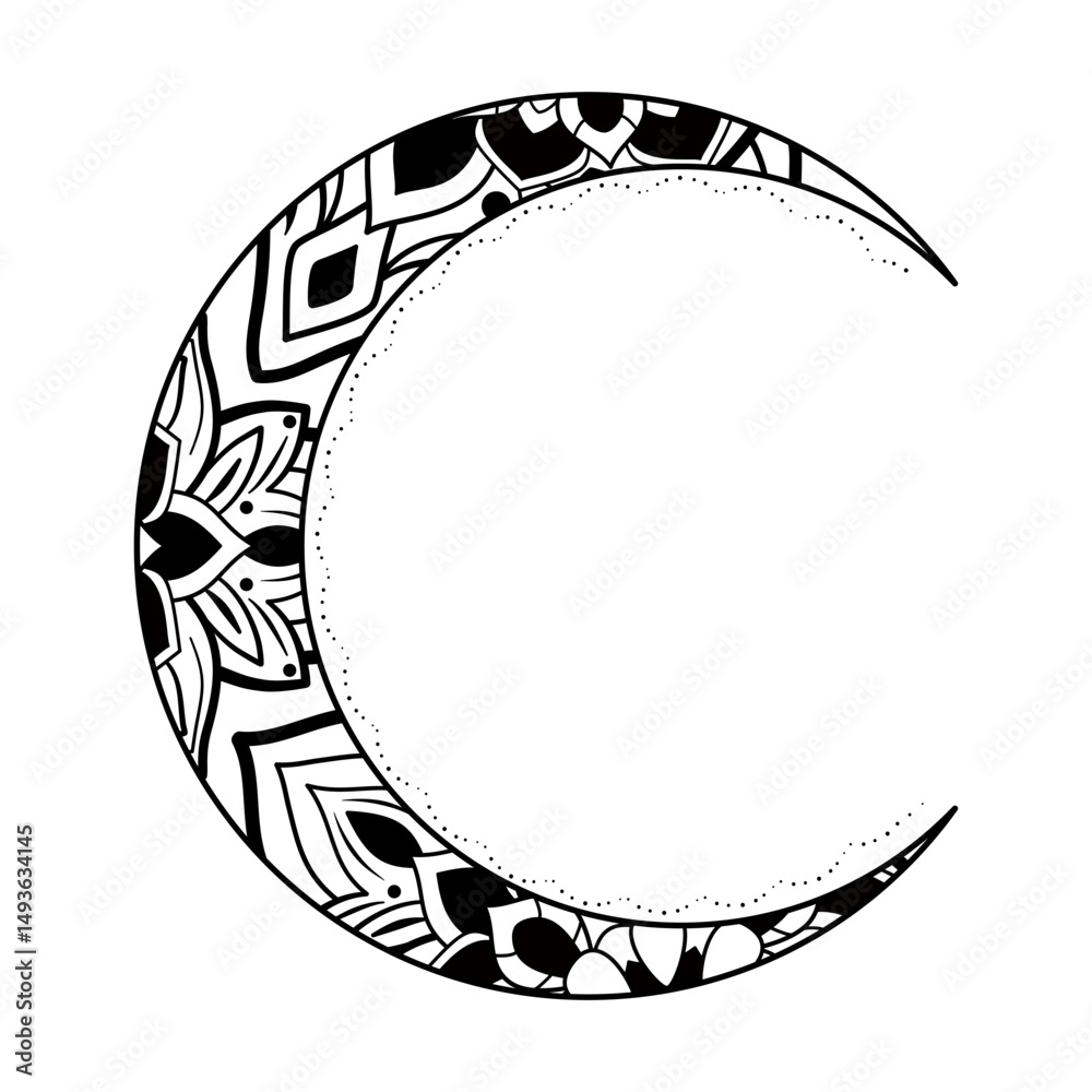 Fototapeta premium Crescent moon design. botanical natural theme. for decoration, wallpaper, sticker, tattoo.