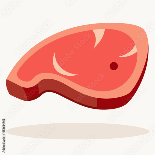 Raw Steak Illustration:  Red Meat Cut, Beef Icon