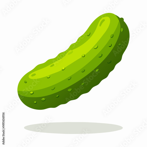 Green Dill Pickle, Single, Isolated, Illustration