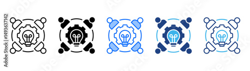 Teamwork Icon Set With Multiple Style Collection 