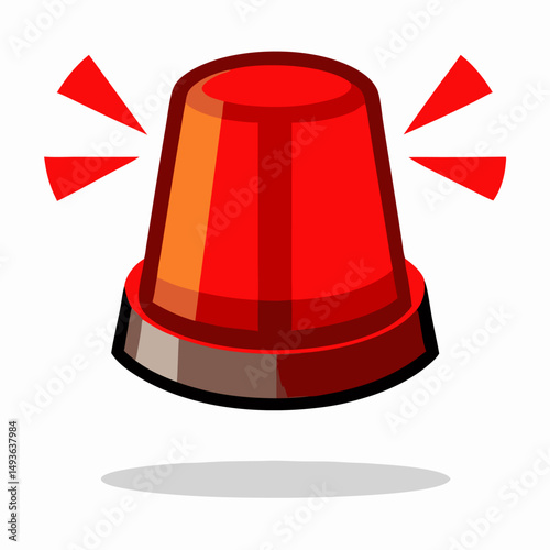 Red Emergency Light Siren Flashing Cartoon Icon