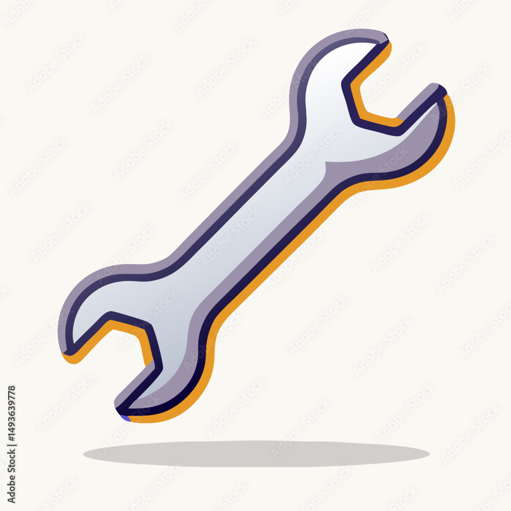 Fototapeta premium Silver Wrench Icon: Repair, Tool, Maintenance