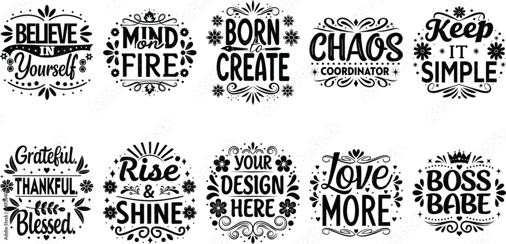 Fototapeta premium Self-Love and Gratitude Typography Collection