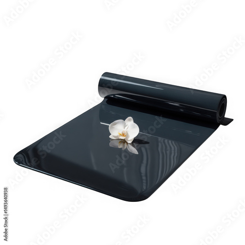 Orchid on glossy sheet isolated on transparent background