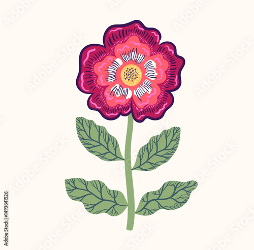 Vector illustration with decorative flower. Botanical poster
