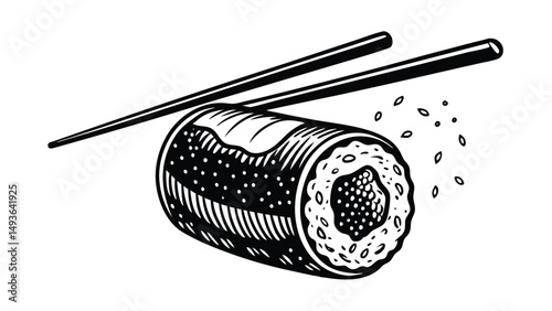 Sushi Roll with Chopsticks