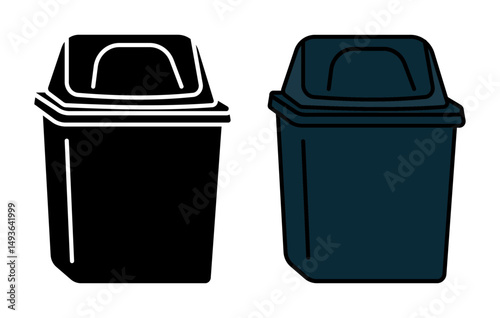 Black and dark blue waste bin icons simple vector illustrations.eps