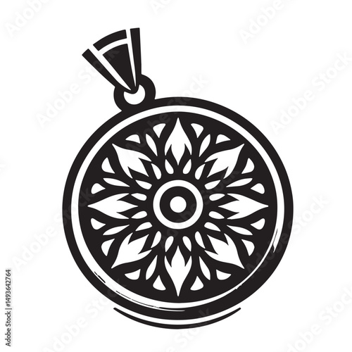 Black Color Pendant Charm Silhouette Vector Illustration, Solid White Background. minimal vector design