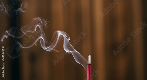 Burning Incense Sticks with Rising Smoke for Relaxation