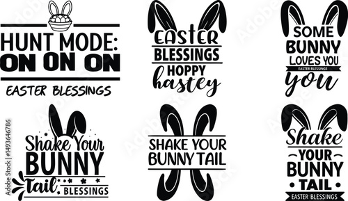 Easter Bunny Quote Set with Tail Shaking Designs