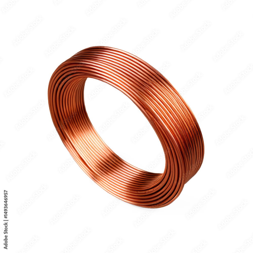copper wire coil isolated on transparent background
