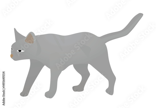 Grey  cat side view. vector